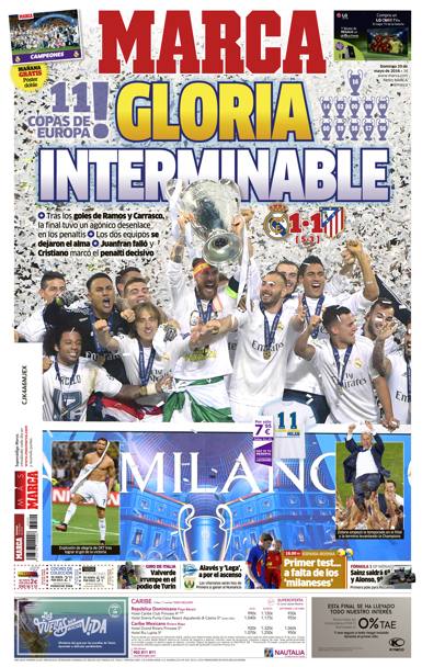 Il trionfo del Real sui giornali spagnoli: si parte con Marca, che titola 